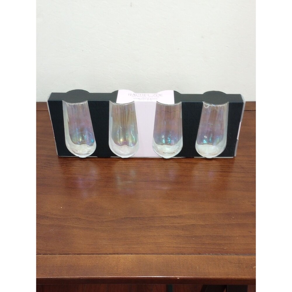 Rachel Zoe Iridescent Stemless Glasses, Set Of 4 - New!